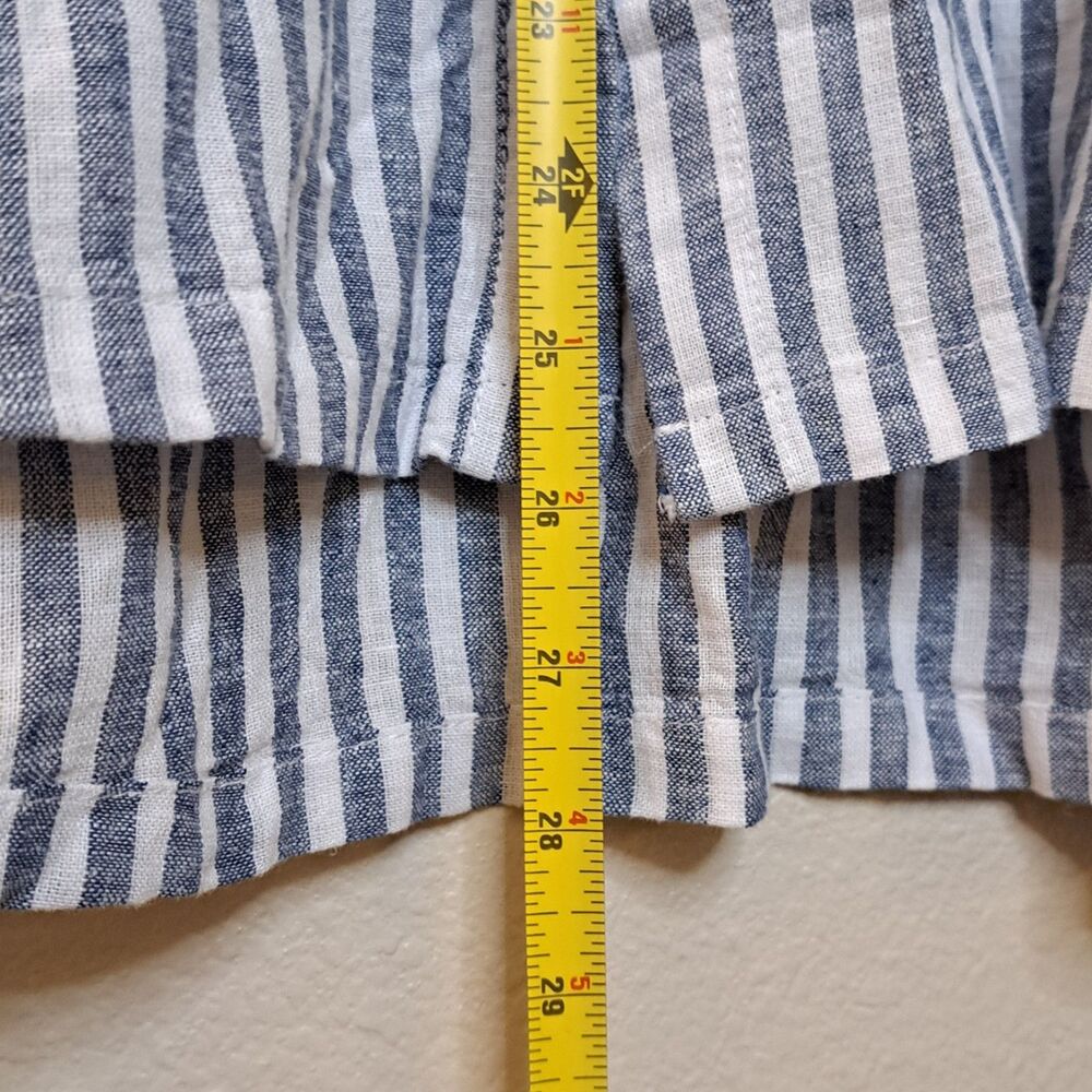 NEW Orvis Linen Blend Women Shirt Short Sleeve Blue Stripe Lightweight Size L - Picture 2 of 10